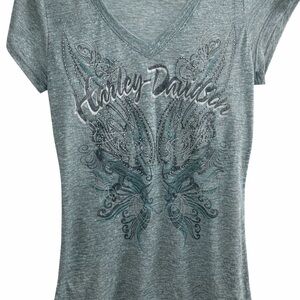 Harley-Davidson Women's Blue V-Neck Tee